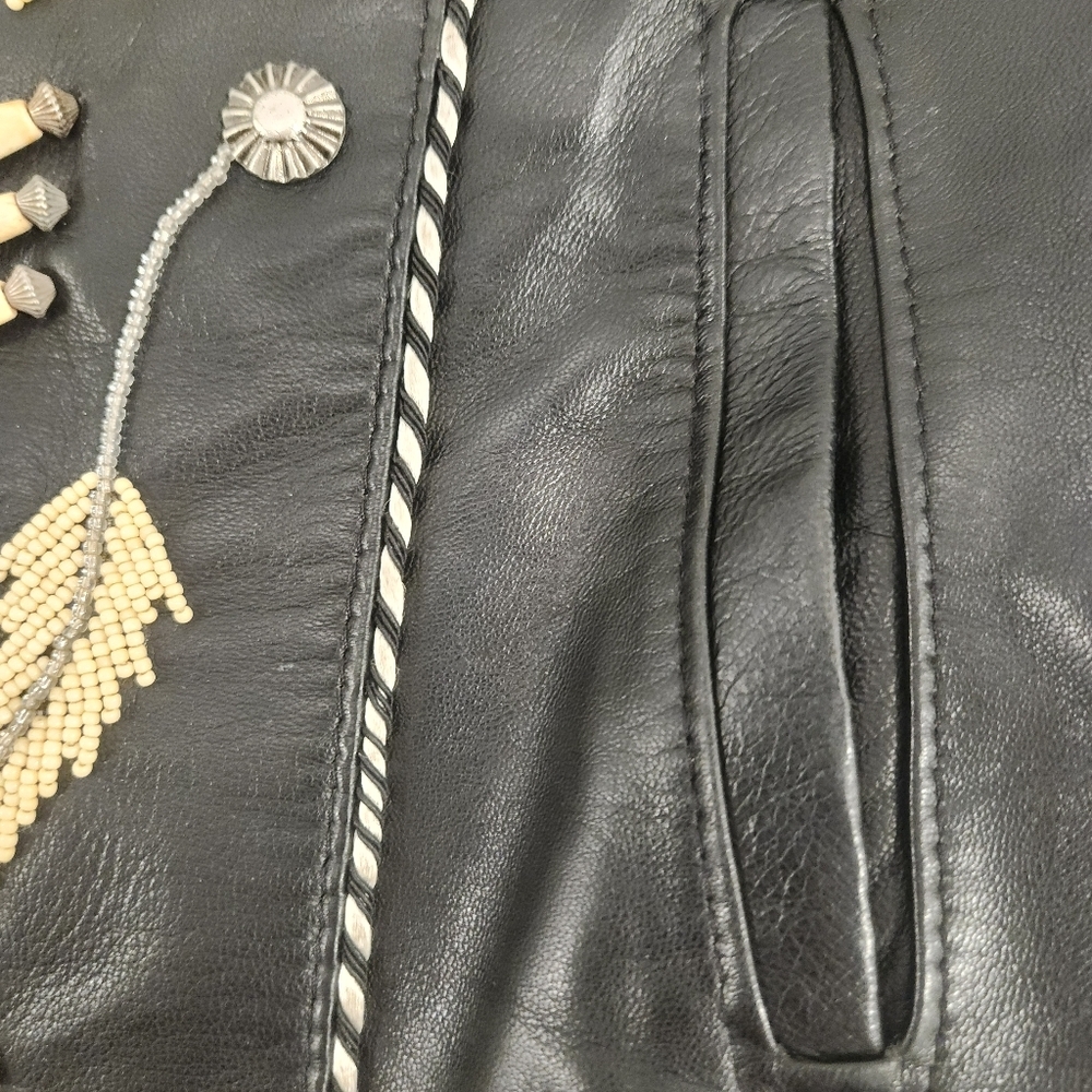 Tribe America Embelished Leather Vest SZ 8 RARE - Picture 13 of 16